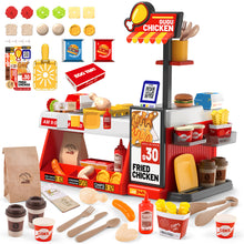 Load image into Gallery viewer, Mini Kitchen Playset Fried Chicken Shop Toy with Color-Changing Food, Burgers, Fries,Cash Register | Pretend Cooking Role Play Set for Kids