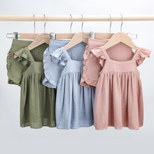 Load image into Gallery viewer, Summer Newborn Toddler Infant Baby Girls Clothes Casual Ruffle Sleeveless Flouncing Tank Top Solid Color Shorts 2pcs Outfit Girls Skirt Set Cute Ruffle Baby Tank Top and Shorts Lounge Set For 0-3 Years Kids