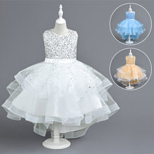 Load image into Gallery viewer, Girls Sequin Puffy Yarn Trailing Star Dress Sleeveless Tulle Gown Wedding Christmas Party Tail Dress Birthday Party Wedding Flower Girl Sweet and Cute Dress, Flower Girl Dress for Ceremony Party