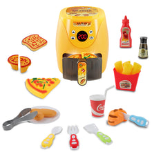 Load image into Gallery viewer, Kitchen Play Set Kids Air Fryer Pretend Role Play Kitchen Toy with Kitchen Accessories with Realistic Light Sound & Play Food