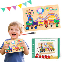 Load image into Gallery viewer, Montessori Wooden Busy Board -Light-Up Sensory Activity Toy for Toddlers, Fine Motor Skills Learning Toy for Ages 1-4, Travel-Friendly Fidget Board for Boys & Girls
