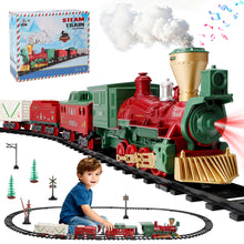 Load image into Gallery viewer, Electric Steam Train Set with Real Smoke, Lights and Sounds Classic Railway Track Toy for Kids Christmas Train Set Gift for Boys & Girls Age 3+