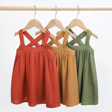 Load image into Gallery viewer, Toddler baby girl skirt casual halter one-piece dress with buttons soft princess dress toddler girls spring retro dress