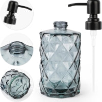 Load image into Gallery viewer, Glass Soap Dispenser Set – 2 × 330ml Thick Glass Bottles with 304 Stainless Steel Pump & 2 Coasters – Refillable Hand Soap & Lotion Dispensers for Kitchen & Bathroom (Black)