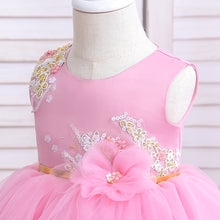 Load image into Gallery viewer, Kids Girl Tulle Embroidery Sleeveless Elegant Flower Dress + Flower Hairband, for Weddings, Parties, Birthdays, Fashion Shows & Piano Perform Toddler Formal Dress