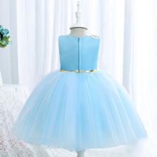 Load image into Gallery viewer, Kids Girl Tulle Embroidery Sleeveless Elegant Flower Dress + Flower Hairband, for Weddings, Parties, Birthdays, Fashion Shows & Piano Perform Toddler Formal Dress