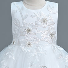 Load image into Gallery viewer, Girls Party Dress Floral Lace Embroidered Tulle Tutu Princesse Flower Girl Wedding Bridesmaid Prom Evening Pageant Communion Birthday Dress Sequin Sleeveless Maxi Ball Gown for girls from 110cm-160cm in height
