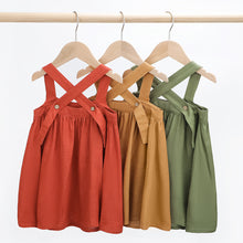 Load image into Gallery viewer, Toddler baby girl skirt casual halter one-piece dress with buttons soft princess dress toddler girls spring retro dress