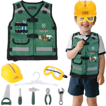 Load image into Gallery viewer, Role Play Clothes Set Construction Role Play Costume Realistic Builder Vest, Safety Helmet, Toy Tools & Accessories- STEM Pretend Play Kit for Boys and Girls Ages 3+ - Dress-Up Gift
