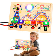 Load image into Gallery viewer, Montessori Wooden Busy Board -Light-Up Sensory Activity Toy for Toddlers, Fine Motor Skills Learning Toy for Ages 1-4, Travel-Friendly Fidget Board for Boys & Girls