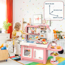 Load image into Gallery viewer, Kids Pretend Kitchen Toy Role Play Set with Light & Sound w/ Induction Cooktop Electronic Sink Coffee Maker Microwave Cooking Toy for Kids