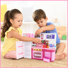 Load image into Gallery viewer, Kids Mini Kitchen Toy Set with Light & Sound Toy Kitchen Playset with Kitchen Accessories Realistic Dishwasher Microwave For Kids Ages 3+