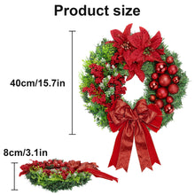 Load image into Gallery viewer, Christmas Wreath - Festive Door Decoration for Holiday Season (Red)