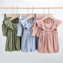 Load image into Gallery viewer, Summer Newborn Toddler Infant Baby Girls Clothes Casual Ruffle Sleeveless Flouncing Tank Top Solid Color Shorts 2pcs Outfit Girls Skirt Set Cute Ruffle Baby Tank Top and Shorts Lounge Set For 0-3 Years Kids