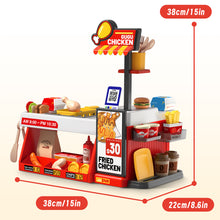 Load image into Gallery viewer, Mini Kitchen Playset Fried Chicken Shop Toy with Color-Changing Food, Burgers, Fries,Cash Register | Pretend Cooking Role Play Set for Kids