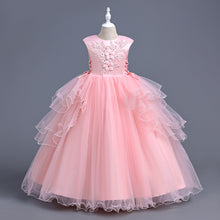 Load image into Gallery viewer, Girls Lace Tulle Embroidered Princess Prom Ball Gown Formal Party Long Tail Dresses Children Princess Prom Host Dress Flower Girl Dresses Dance Pageant Birthday Christmas Party for 110cm-160cm Height Kids