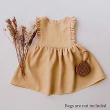 Load image into Gallery viewer, Little Girl Cotton Linen Dress with Smocking Casual Dress Sleeveless Girls Dress Double Ruffles Casual Dresses A-Line Swing Dresses, Baby Girl Dress Ruffle Sleeveless, Toddler Girls Casual Clothes Party Beach Dresses for Spring Summer 1-4 Years