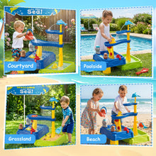 Load image into Gallery viewer, Kids Water Table Toy, 3-Tier Dolphin Waterfall Play Table with Sand & Water Play Accessories, Outdoor Summer Backyard Water Toys for Toddlers