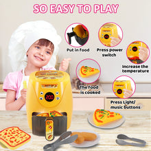 Load image into Gallery viewer, Kitchen Play Set Kids Air Fryer Pretend Role Play Kitchen Toy with Kitchen Accessories with Realistic Light Sound & Play Food