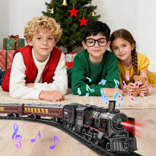 Load image into Gallery viewer, Deluxe Edition Steam Train Set Electric Classic Locomotive Toy with Lights, Real Smoke & Sounds Track Railway Playset for Kids & Collectors
