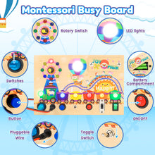 Load image into Gallery viewer, Montessori Wooden Busy Board -Light-Up Sensory Activity Toy for Toddlers, Fine Motor Skills Learning Toy for Ages 1-4, Travel-Friendly Fidget Board for Boys & Girls
