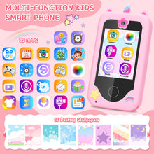 Load image into Gallery viewer, Kids Smart Phone Toy with 22 Educational Apps ¨C Multi-Function Learning Device with Camera, Music, Games, and 15 Customizable Wallpapers ¨C Ideal Gift for Toddlers and Preschoolers
