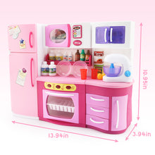 Load image into Gallery viewer, Kids Mini Kitchen Toy Set with Light & Sound Toy Kitchen Playset with Kitchen Accessories Realistic Dishwasher Microwave For Kids Ages 3+
