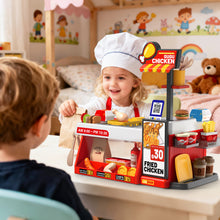 Load image into Gallery viewer, Mini Kitchen Playset Fried Chicken Shop Toy with Color-Changing Food, Burgers, Fries,Cash Register | Pretend Cooking Role Play Set for Kids