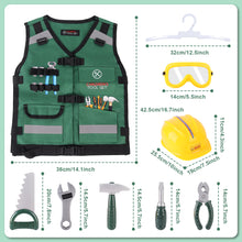 Load image into Gallery viewer, Role Play Clothes Set Construction Role Play Costume Realistic Builder Vest, Safety Helmet, Toy Tools & Accessories- STEM Pretend Play Kit for Boys and Girls Ages 3+ - Dress-Up Gift