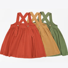 Load image into Gallery viewer, Toddler baby girl skirt casual halter one-piece dress with buttons soft princess dress toddler girls spring retro dress