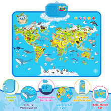 Load image into Gallery viewer, Interactive Talking World Animal Map for Kids-105+ Animal Sounds & Facts-Educational Touch Poster Toy -Learn Geography, Animals & Fun Quizzes- Learning Toy for Kids Aged 3+