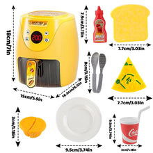 Load image into Gallery viewer, Kitchen Play Set Kids Air Fryer Pretend Role Play Kitchen Toy with Kitchen Accessories with Realistic Light Sound & Play Food