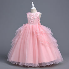 Load image into Gallery viewer, Girls Lace Tulle Embroidered Princess Prom Ball Gown Formal Party Long Tail Dresses Children Princess Prom Host Dress Flower Girl Dresses Dance Pageant Birthday Christmas Party for 110cm-160cm Height Kids