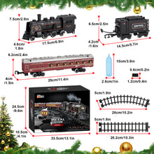 Load image into Gallery viewer, Deluxe Edition Steam Train Set Electric Classic Locomotive Toy with Lights, Real Smoke & Sounds Track Railway Playset for Kids & Collectors