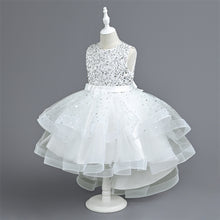 Load image into Gallery viewer, Girls Sequin Puffy Yarn Trailing Star Dress Sleeveless Tulle Gown Wedding Christmas Party Tail Dress Birthday Party Wedding Flower Girl Sweet and Cute Dress, Flower Girl Dress for Ceremony Party