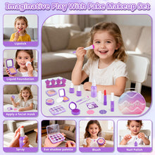 Load image into Gallery viewer, Girls Pretend Makeup Kit with Carry Case My First Kids Makeup Playset for Toddlers Safe Mess-Free Fake Makeup Complete Playset for Imagination Role Play Early Learning Perfect Gift for Girls 3+