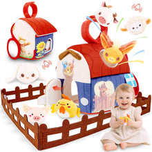 Load image into Gallery viewer, Plush Barn with Stuffed Farm Animals, Rattle,Crinkle Paper & Baby Mirror - Montessori- Inspired Sensory Toys for 6 Month+ Infants, Toddler Balls 1-3 Years -Ideal Gifts for 1 Year Old Boys & Girls