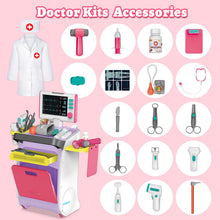 Load image into Gallery viewer, Doctor Kit for Toddlers, Kids Pretend Medical Station Set with Mobile Cart, Height Measuring Rod, Thermometer, Stethoscope, Educational Preschool Toys for Girls Boys Gift