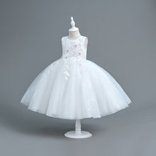 Load image into Gallery viewer, Girls Party Dress Floral Lace Embroidered Tulle Tutu Princesse Flower Girl Wedding Bridesmaid Prom Evening Pageant Communion Birthday Dress Sequin Sleeveless Maxi Ball Gown for girls from 110cm-160cm in height