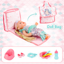 Load image into Gallery viewer, Deluxe Mermaid-Themed Baby Doll Playset ¨C Includes Stroller, Crib, Play Mat, Potty, Feeding Accessories, and Mermaid Outfit ¨C Perfect Gift for Girls' Role-Playing, Birthday, or Christmas
