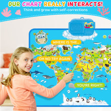 Load image into Gallery viewer, Interactive Talking World Animal Map for Kids-105+ Animal Sounds & Facts-Educational Touch Poster Toy -Learn Geography, Animals & Fun Quizzes- Learning Toy for Kids Aged 3+