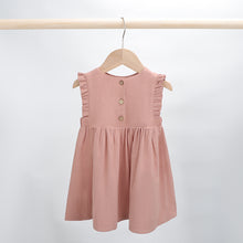 Load image into Gallery viewer, Little Girl Cotton Linen Dress with Smocking Casual Dress Sleeveless Girls Dress Double Ruffles Casual Dresses A-Line Swing Dresses, Baby Girl Dress Ruffle Sleeveless, Toddler Girls Casual Clothes Party Beach Dresses for Spring Summer 1-4 Years