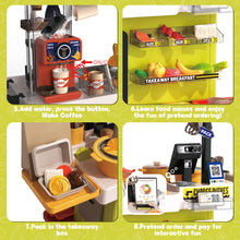 Load image into Gallery viewer, Kids Play Kitchen Fried Chicken Shop Pretend Food Truck with Lights, Sounds & Color-Changing Food Role Play Cooking Toy Set for Boys & Girls Ages 3-6 Birthday & Christmas Gift