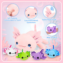 Load image into Gallery viewer, Axolotl Plush Toy Set-1PCS Cute Axolotl Stuffed Animals Soft Kawaii Plushies and 4PCS Cute Axolotl Slap Bracelet for Kids,Gifts for Girls & Boys, Bedroom Decor,Cuddle Buddy