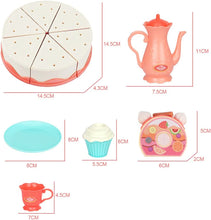 Load image into Gallery viewer, Cutting and Decorating Birthday Cake Tea Party Play Set with Candle Light and Dessert and Cake Accessories Included