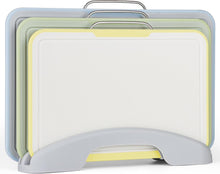 Load image into Gallery viewer, Colour‑Coded Chopping Boards Set (3 Pack) with Storage Stand – Food‑Safe, Anti‑Cross‑Contamination, Dishwasher‑Safe