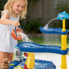 Load image into Gallery viewer, Kids Water Table Toy, 3-Tier Dolphin Waterfall Play Table with Sand & Water Play Accessories, Outdoor Summer Backyard Water Toys for Toddlers