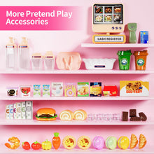 Load image into Gallery viewer, Supermarket Playset Deluxe Grocery Store with Cash Register & Coffee Maker Educational Role Play Toy for Toddlers & Kids (Green or Pink)