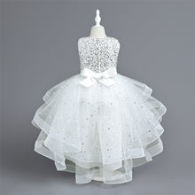 Load image into Gallery viewer, Girls Sequin Puffy Yarn Trailing Star Dress Sleeveless Tulle Gown Wedding Christmas Party Tail Dress Birthday Party Wedding Flower Girl Sweet and Cute Dress, Flower Girl Dress for Ceremony Party