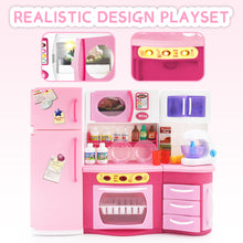 Load image into Gallery viewer, Kids Mini Kitchen Toy Set with Light & Sound Toy Kitchen Playset with Kitchen Accessories Realistic Dishwasher Microwave For Kids Ages 3+